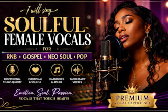 sing soulful female vocals for rnb, gospel, neo soul and pop