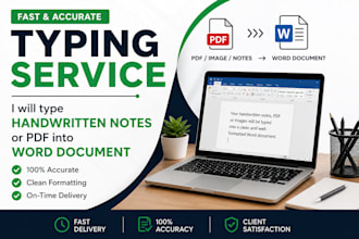type handwritten notes or PDF files to word file