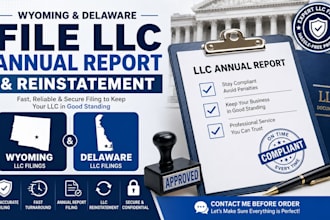 file llc annual report and reinstatement in wyoming and delaware