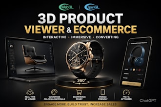 develop webgl and opengl 3d product viewer, ecommerce website, product showcase