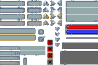 design premium 2d game UI UX, pixel art hud, gui icons and mobile game interface