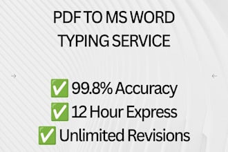professional typing of 10,000 words from PDF image to ms word