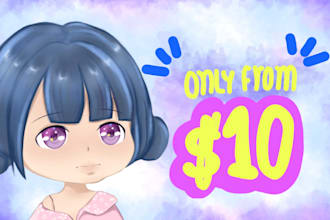 draw cute chibi character for pfp, fanart and vtuber