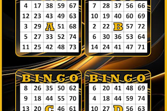 cartones de bingo 75 personalizados 4x1
