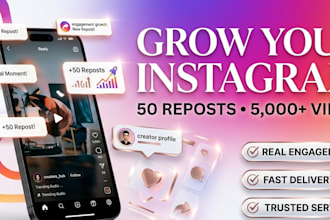 boost your instagram post with 50 reposts and get 5000 views