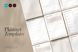 design canva printable journal, workbook minimalist digital planner