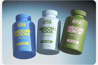 create supplement packaging vitamin label and bottle design in illustrator