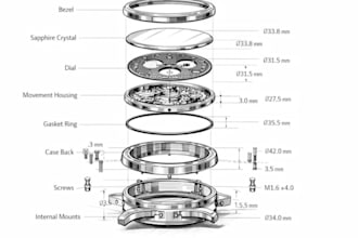 design 3d watch for manufacturing wristwatch cad model with technical drawings