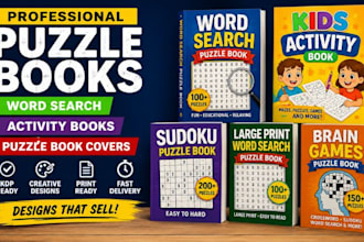 design KDP puzzle book covers, word search and sudoku covers