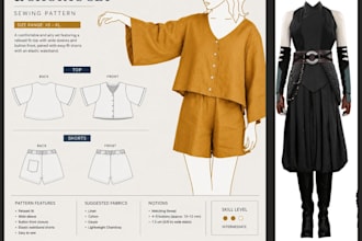 make custom sewing pattern and instruction for cosplay, garment and any clothing