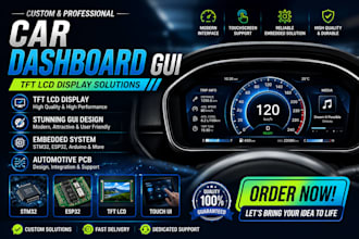 do car dashboard display with tft lcd, gui embedded system automotive pcb design