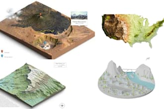 create realistic 3d terrain maps, stl models and topography landscapes