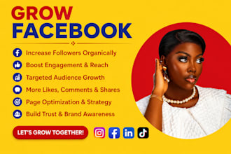 organic grow facebook page instagram follower growth tiktok twitter x marketing