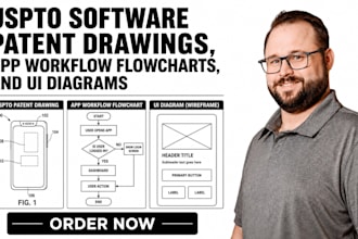 create uspto software patent drawings, app workflow flowcharts, and UI diagrams