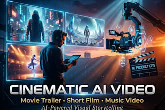 cinematic ai movie trailer, ai short film, teaser trailer, ai music video