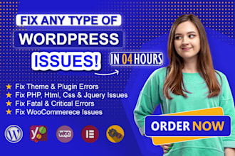 fix any wordpress website errors or issues  within 4 hours