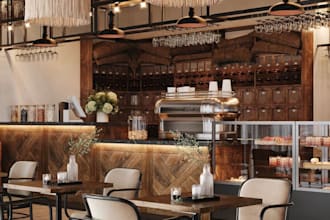 do 3d interior retail store , cafe and restaurant design