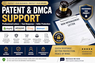 draft patent non infringement letter licensed amazon and fix shopify dmca issues