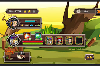design custom rpg game UI UX, hud, gui icons buttons for mobile and rpg games