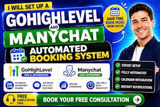 set up a gohighlevel and manychat automated appointment booking system