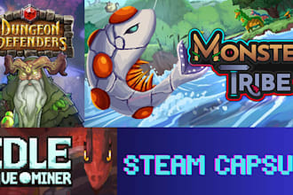 illustrate steam capsule game cover art banner, steam store design, game banner