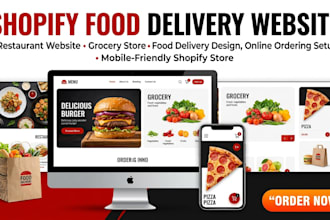 build shopify food delivery website or grocery restaurant store