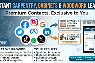 generate carpentry leads, millwork, furniture, kitchen cabinets joinery woodwork