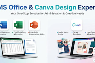 do ms office tasks, canva designs and professional presentations