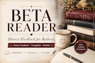 beta read your romance, fantasy or fiction manuscript