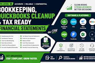 do bookkeeping, quickbooks cleanup and tax ready financial statements as CPA