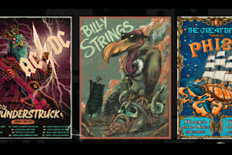 make an illustrated design for a music band or movie poster