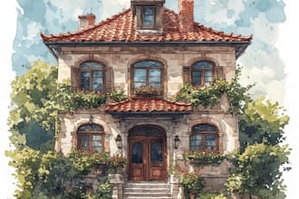 draw a watercolor house painting