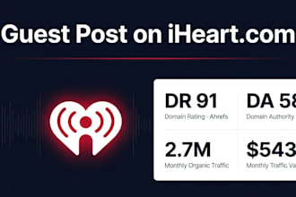 publish a high authority guest post on iheart com DR 91 for off page seo