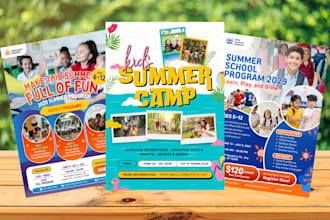 design flyer for school kids education summer camp child daycare preschool