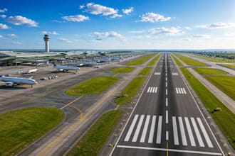 create airport runway terminal parking lot cgi rendering