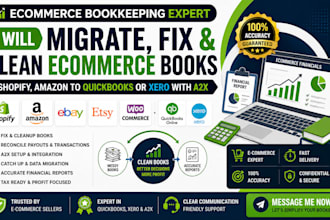 migrate fix and clean ecommerce books shopify amazon to quickbooks xero a2xpro