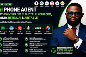 setup ai phone agent with synthflow cloudtalk zoho crm twilio retell ai airtable