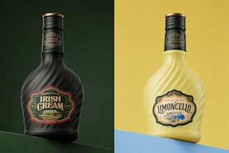 design alcohol label packaging for whiskey, tequila, beer etc