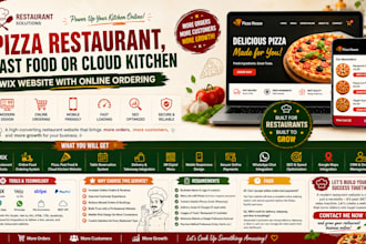 do pizza restaurant, fast food or cloud kitchen wix website with online ordering