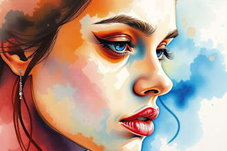 draw artistic watercolor portraits and illustrations