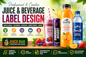 design juice, beverage, smoothie, labels
