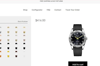 develop a premium custom watch builder using kickflip