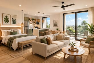 do photorealistic apartment condo airbnb interior rendering