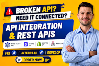 fix API errors, integrate third party apis and develop rest apis for businesses