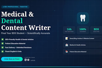 write professional dental and medical health content for your website