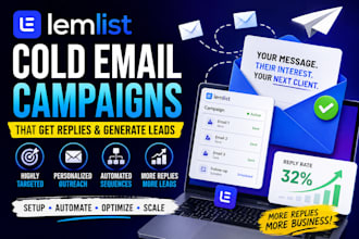 setup and manage high converting lemlist cold email outreach campaigns