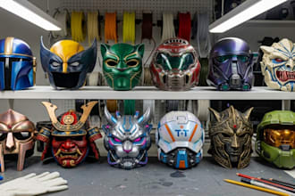 3d print and paint custom 3d mask, 3d helmet model, cosplay armor with shipping