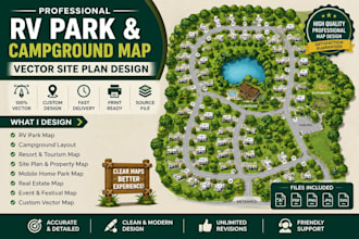 design rv park map, campground layout and vector site plan