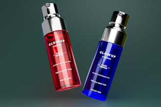 create realistic 3d cosmetic bottle modeling and product rendering