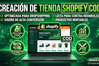 creación tienda shopify para dropshipping contrareembolso